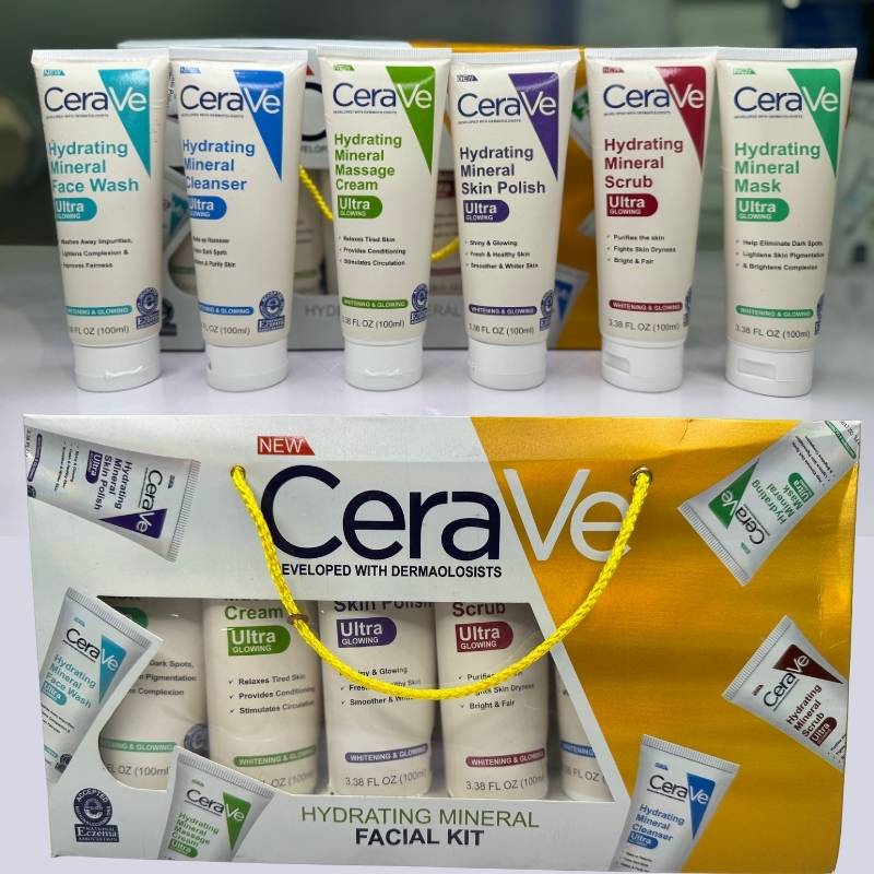Pack of 6 – CeraVe Hydrating Mineral Facial Kit | Deep Moisture & Skin Repair Skincare Set