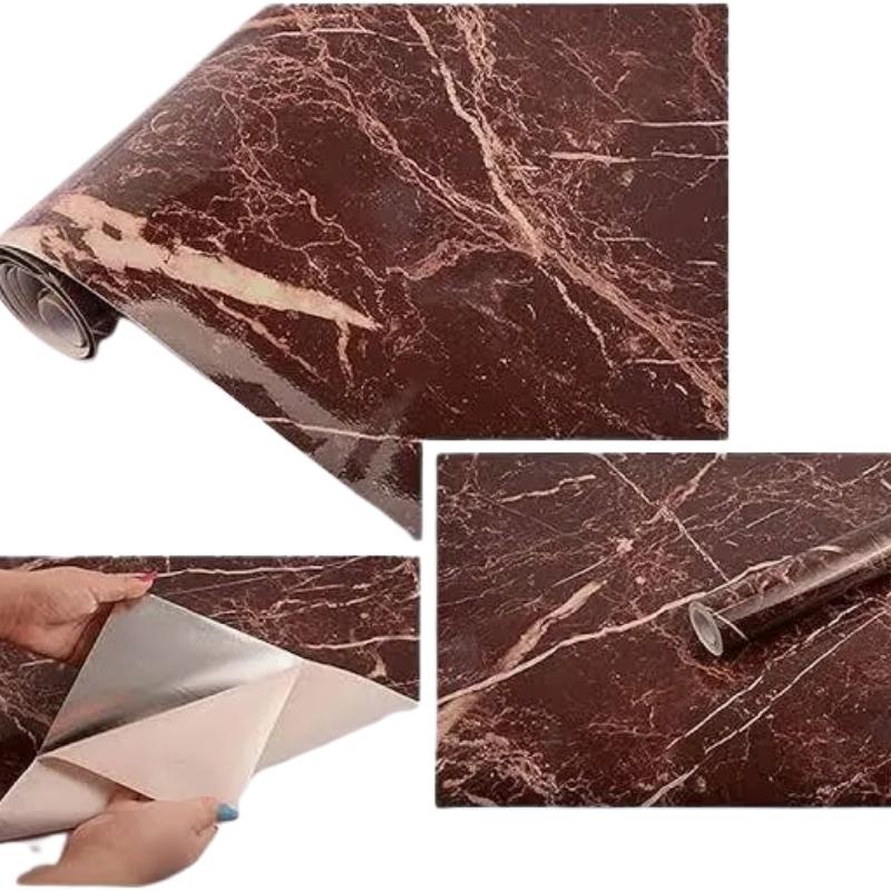 Autumn Brown | Marble Sheet Sticker 60x200cm | Waterproof Self-Adhesive PVC Wallpaper for Furniture Walls